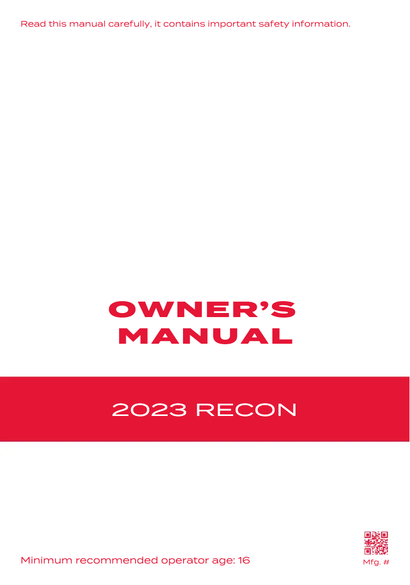 Image de la première page du manuel de l'appareil Recon (2023)