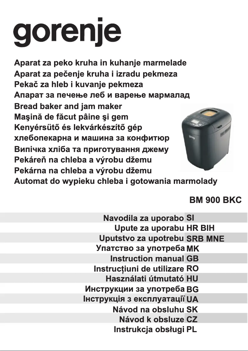 Page 1 de la notice Manuel utilisateur Gorenje BM900BKC