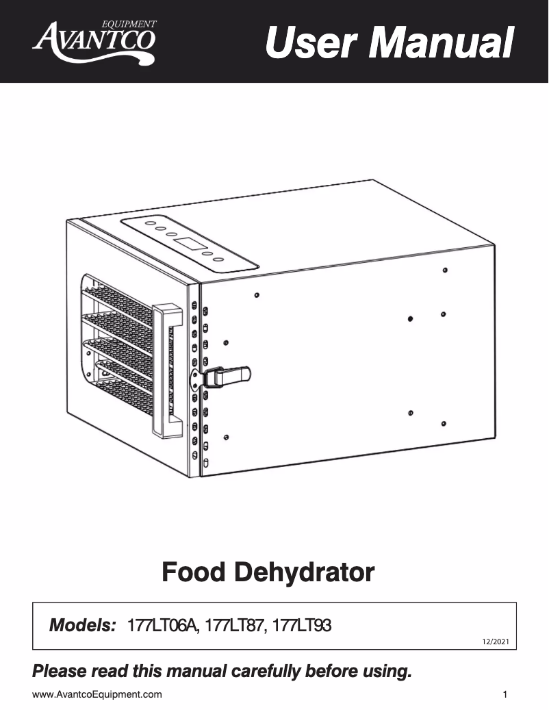 Page 1 de la notice Manuel utilisateur Avantco LT87