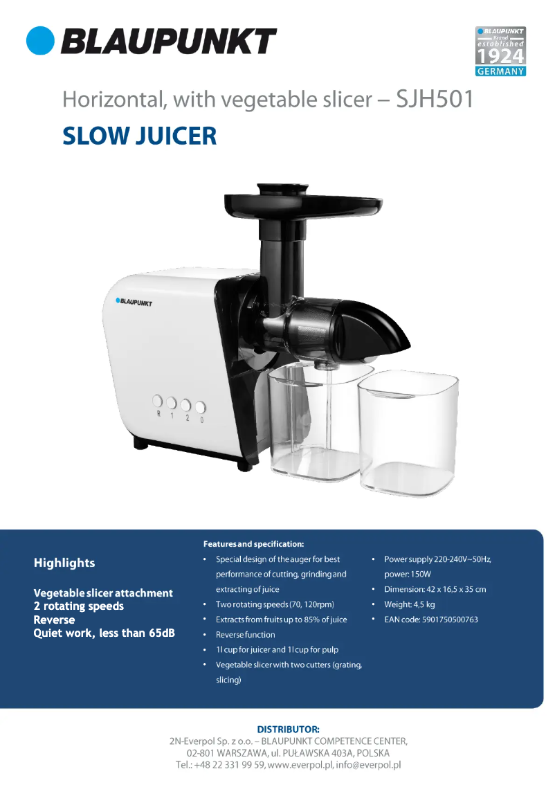 Image de la première page du manuel de l'appareil SJH501