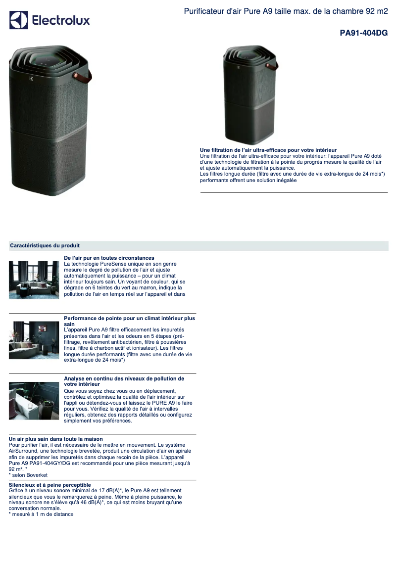 Image de la première page du manuel de l'appareil Pure A9 PA91-404DG
