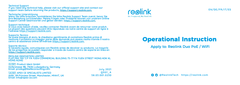 Image de la première page du manuel de l'appareil Duo WiFi