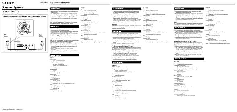 Page 1 de la notice Manuel utilisateur Sony SS-MB215