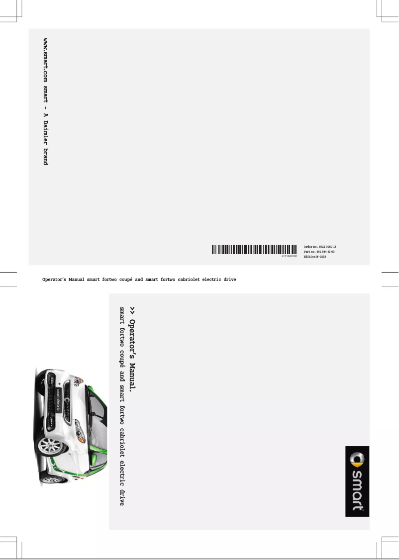 Page 1 de la notice Manuel utilisateur Smart Electric Drive (2015)