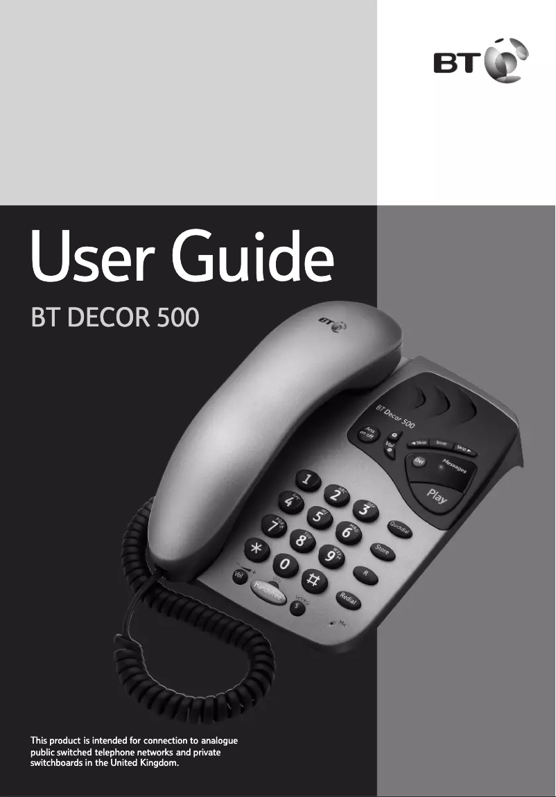 Page 1 de la notice Manuel utilisateur BT Decor 500