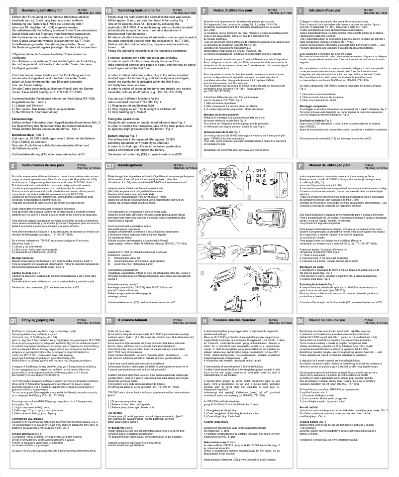 Page n°1 - Manuel utilisateur Intertechno IT-7000