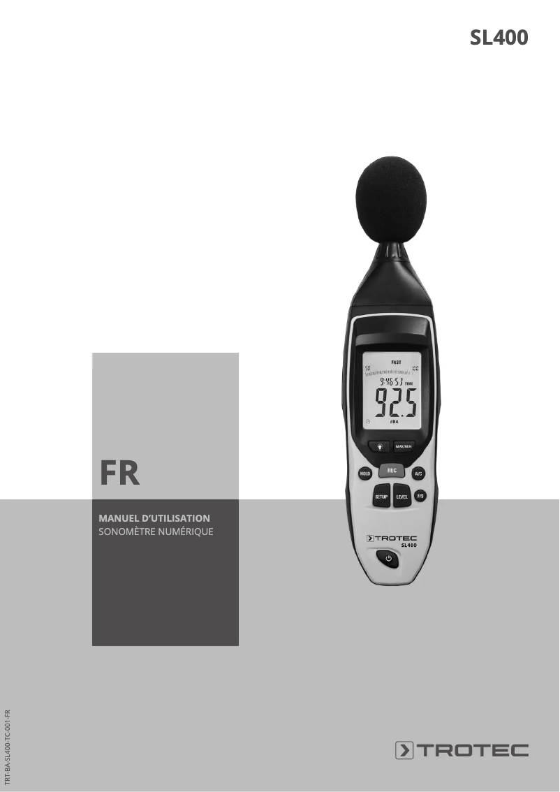 Page 1 de la notice Manuel utilisateur Trotec SL400