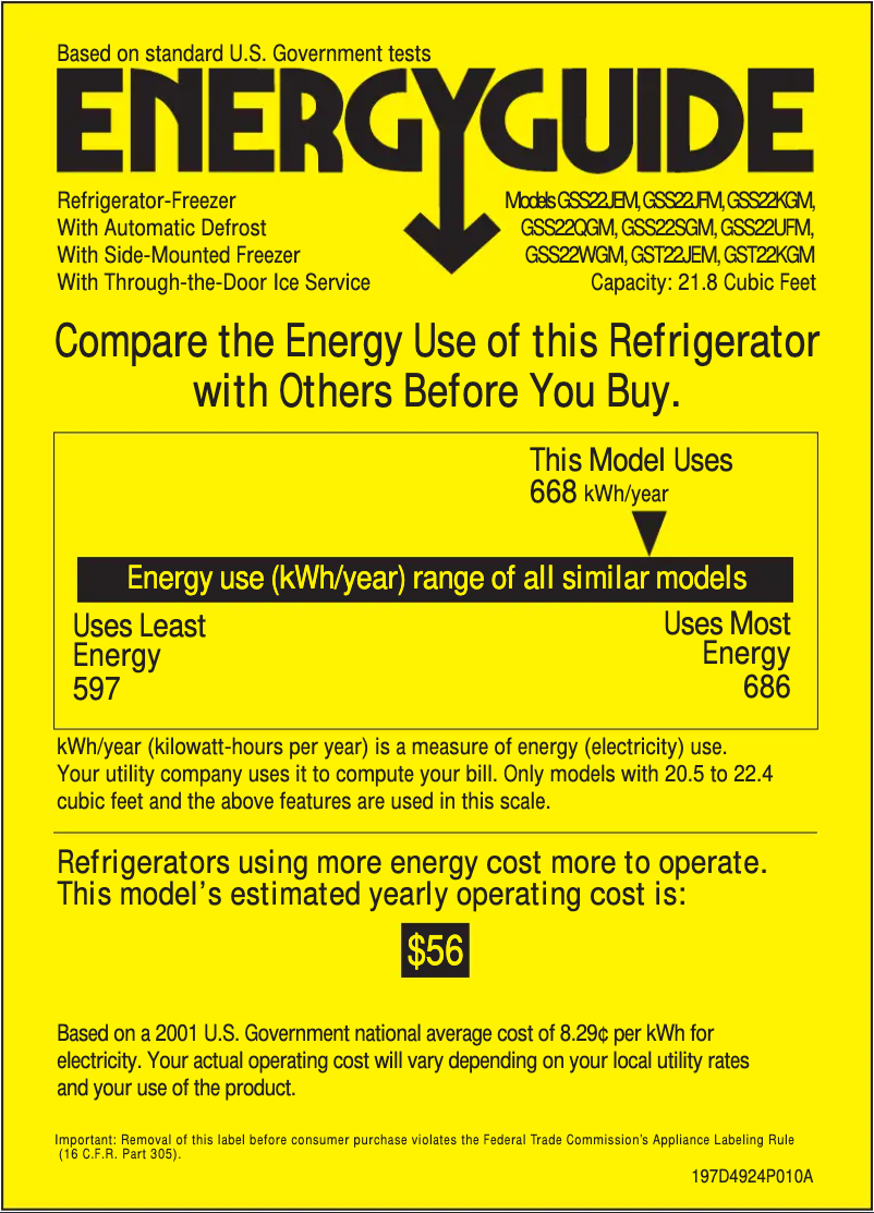 Página 1 del manual Etiqueta energética GE GSS22SSNSS