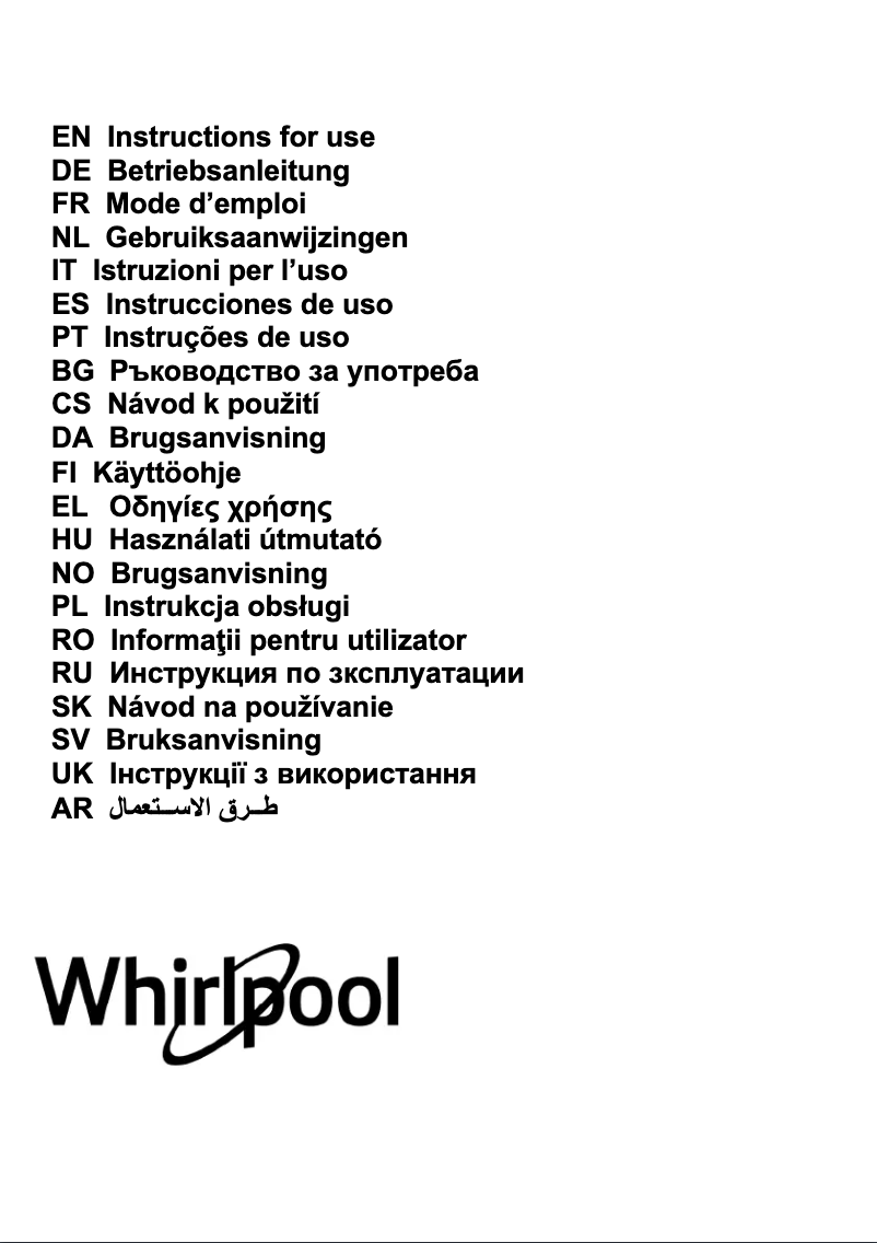 Page 1 de la notice Manuel utilisateur Whirlpool WHBS93FLEX