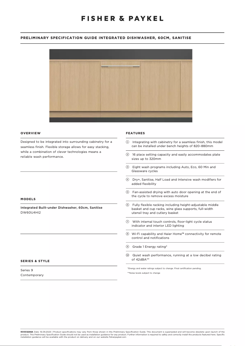 Image de la première page du manuel de l'appareil DW60U4HI2