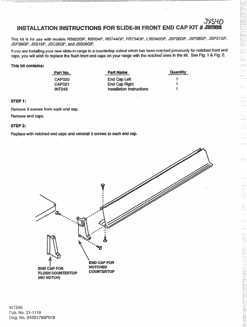 Page 1 de la notice Manuel utilisateur GE JXS40