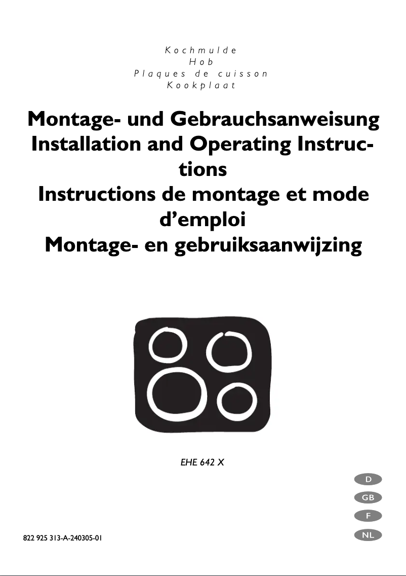 Page 1 de la notice Manuel utilisateur Electrolux EHE642X