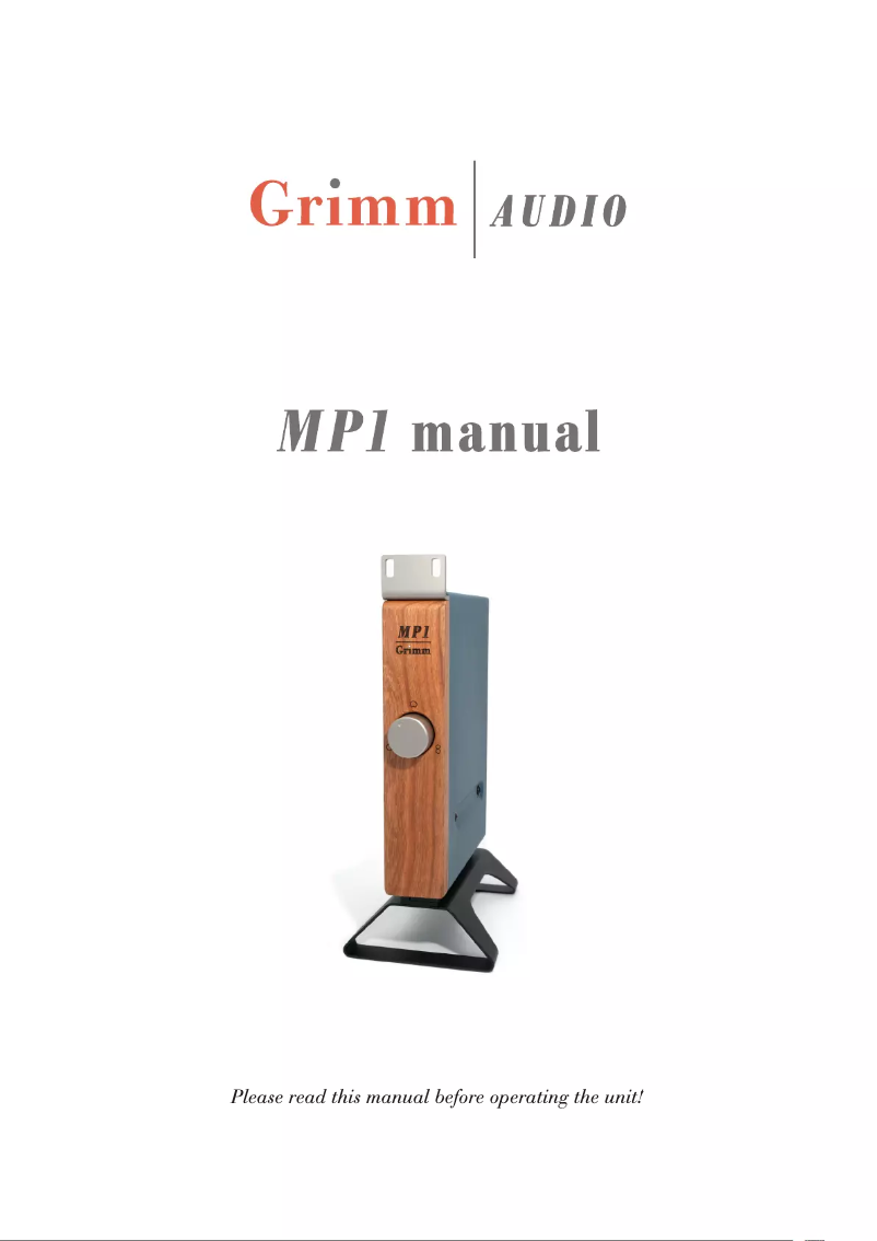 Page n°1 - Manuel utilisateur Grimm Audio MP1