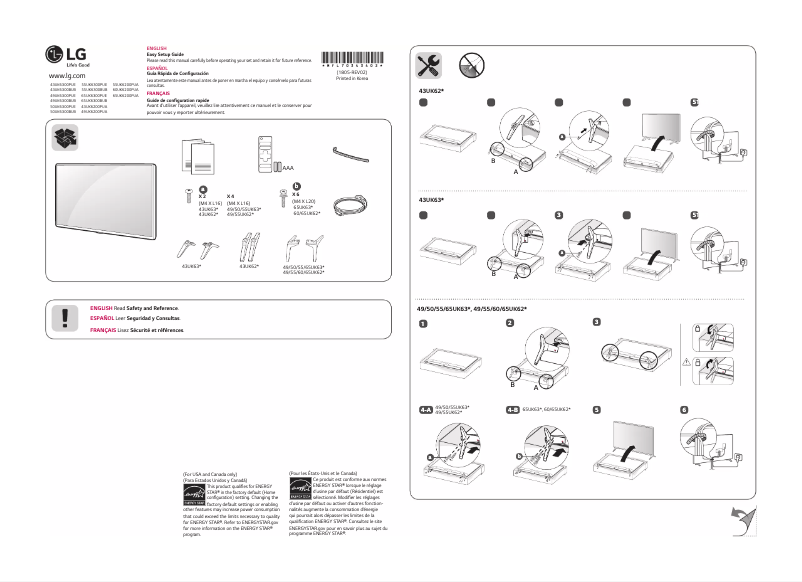 Page 1 de la notice Manuel utilisateur LG 43UK6200PUA