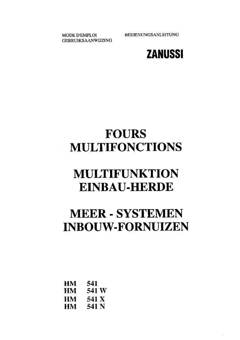 Page 1 de la notice Manuel utilisateur Zanussi HM 541