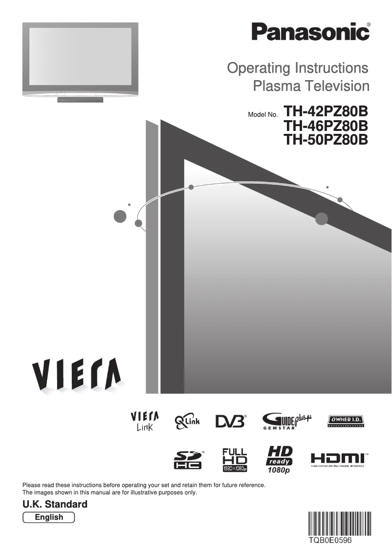 Page 1 de la notice Manuel utilisateur Panasonic TH-42PZ80B