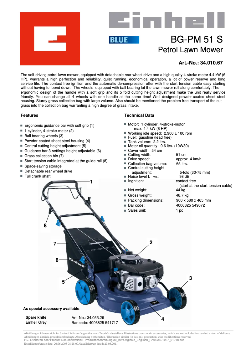 Página 1 del manual Manual de usuario Einhell BG-PM 51 S