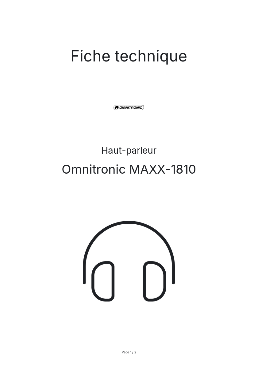 Page n°1 - Fiche technique Omnitronic MAXX-1810