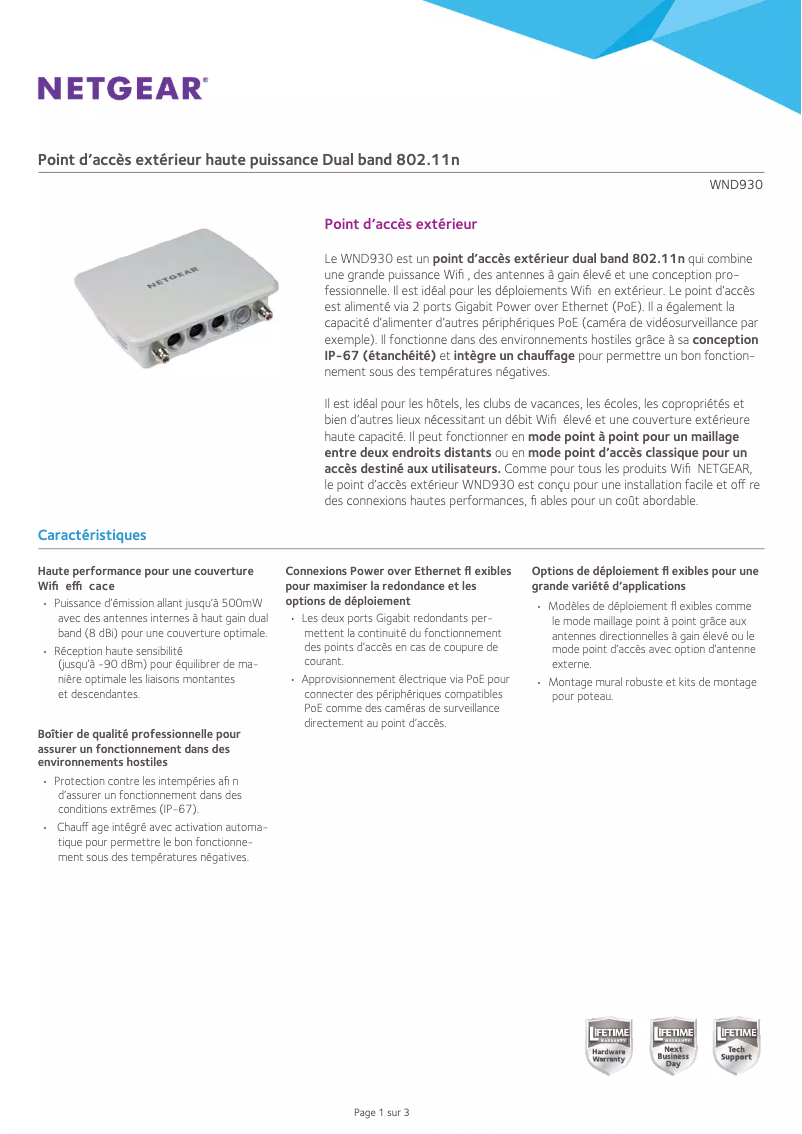 Página 1 del manual Ficha técnica Netgear WND930