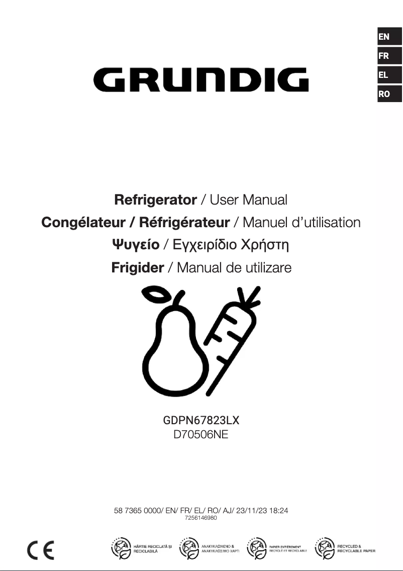 Page n°1 - Manuel utilisateur Grundig GDPN67823LX