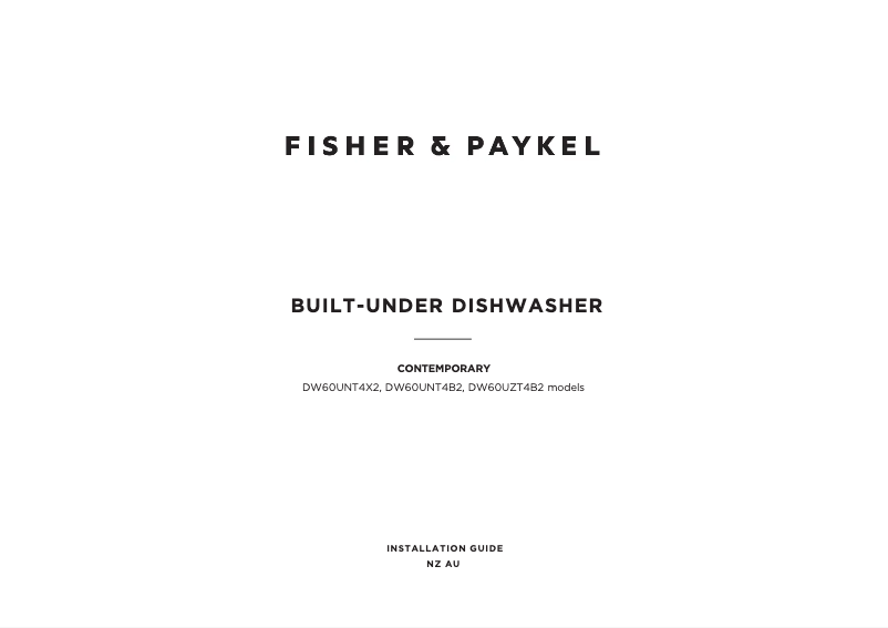 Page 1 de la notice Guide d'installation Fisher & Paykel DW60UZT4B2