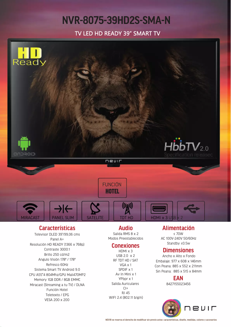 Page n°1 - Brochure Nevir NVR-8075-39HD2S-SMA-N