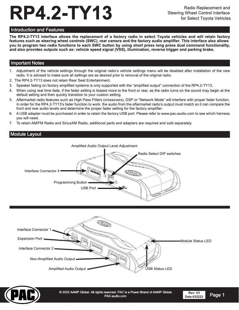Página 1 del manual Manual de usuario PAC RP4.2TY13