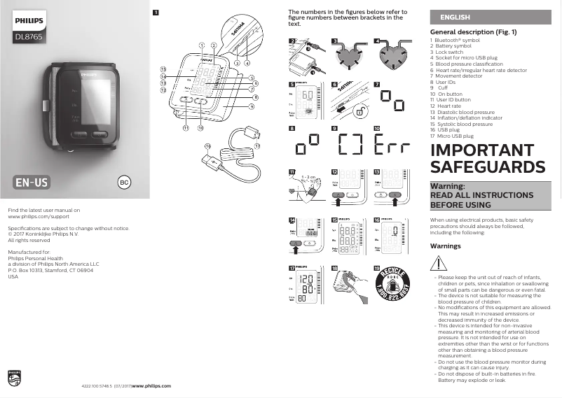 Page 1 de la notice Manuel utilisateur Philips DL8765