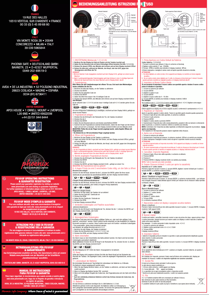 Imagen de la primera página del manual del dispositivo Fire Commander FS1911F