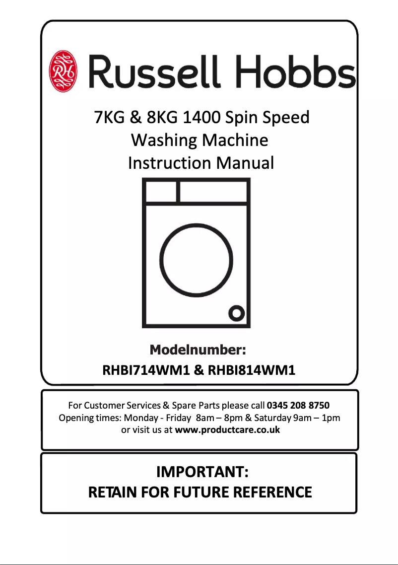Page 1 de la notice Manuel utilisateur Russell Hobbs RHBI8140WM1