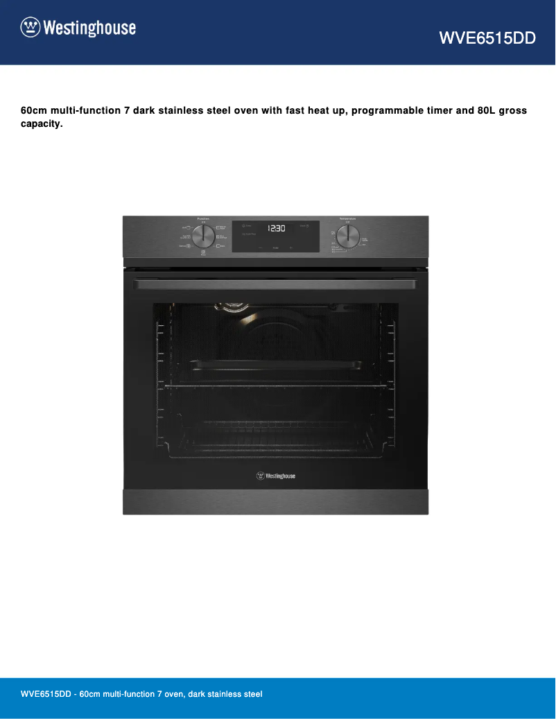 Page n°1 - Fiche technique Westinghouse WVE6515DD