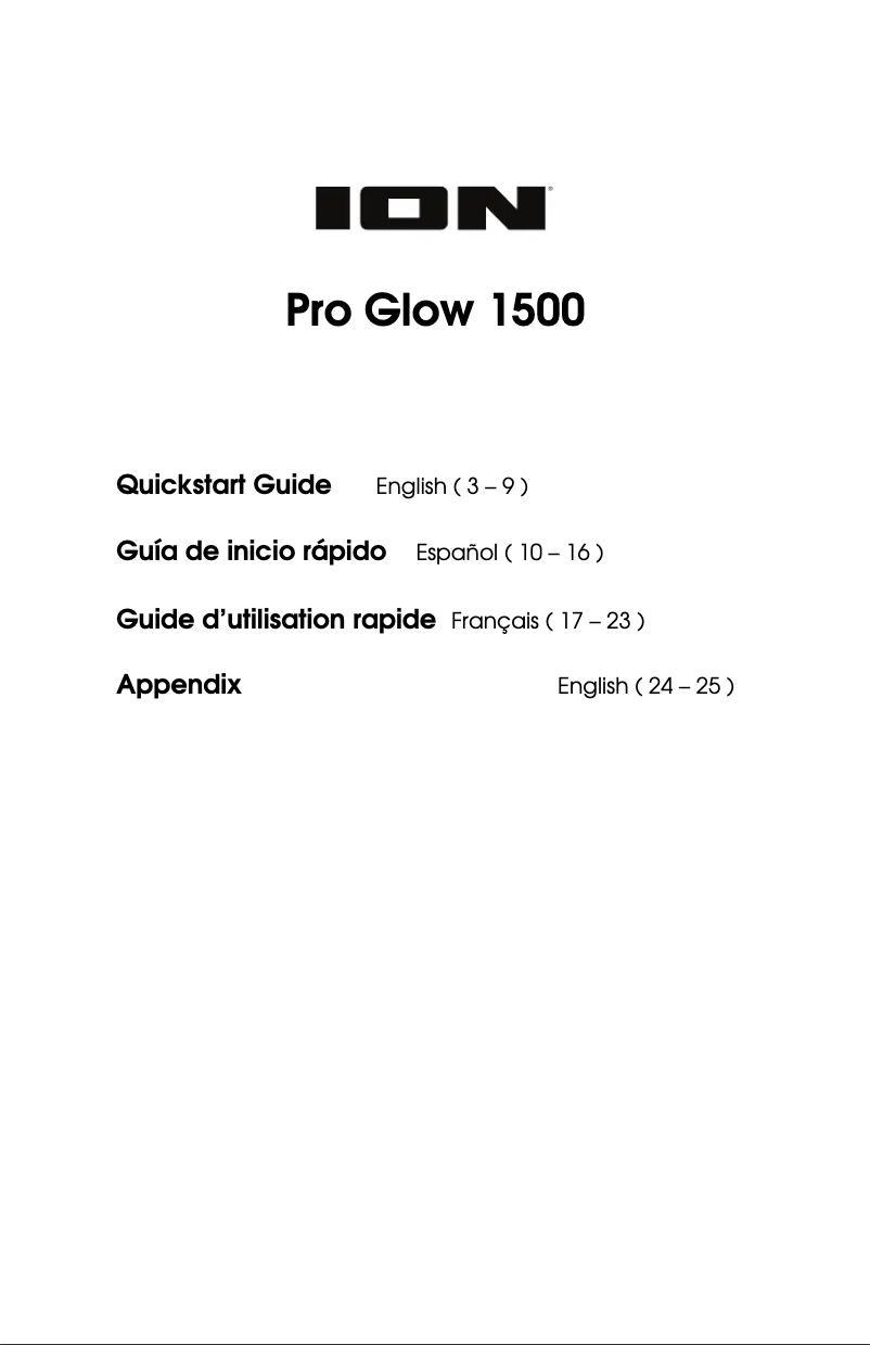 Page n°1 - Manuel utilisateur ION Pro Glow 1500