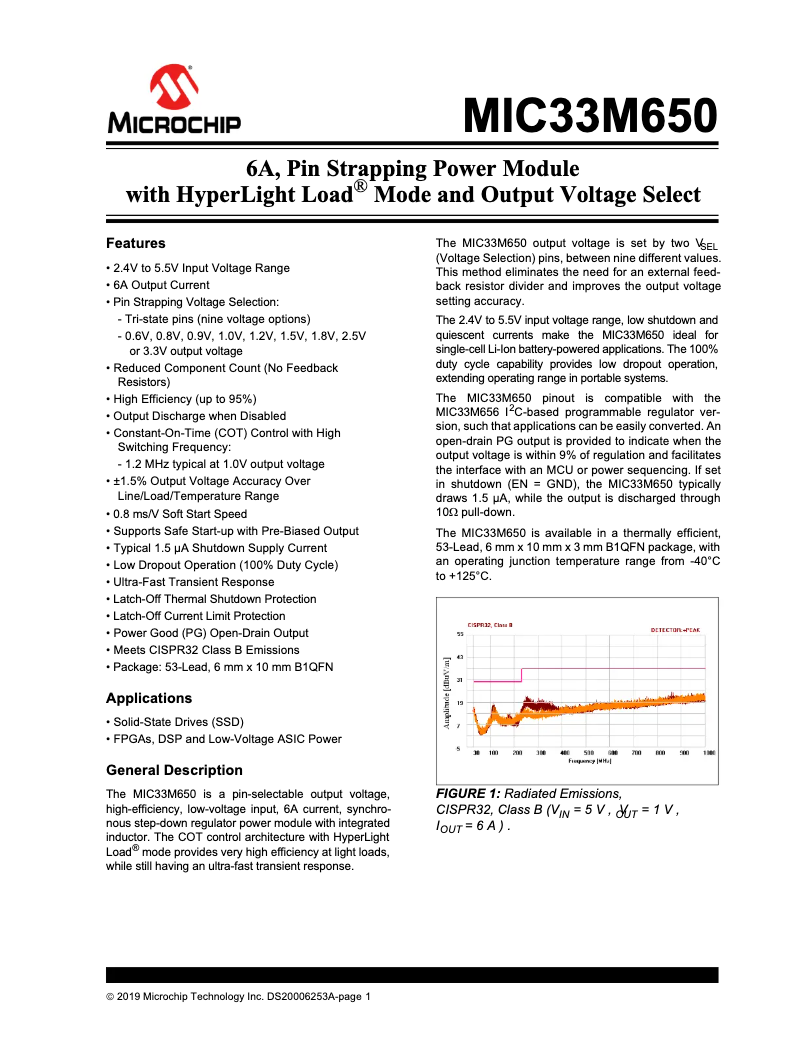 Page 1 de la notice Manuel utilisateur Microchip MIC33M650