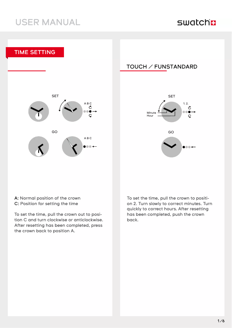 Page 1 de la notice Manuel utilisateur Swatch Irony YGS737