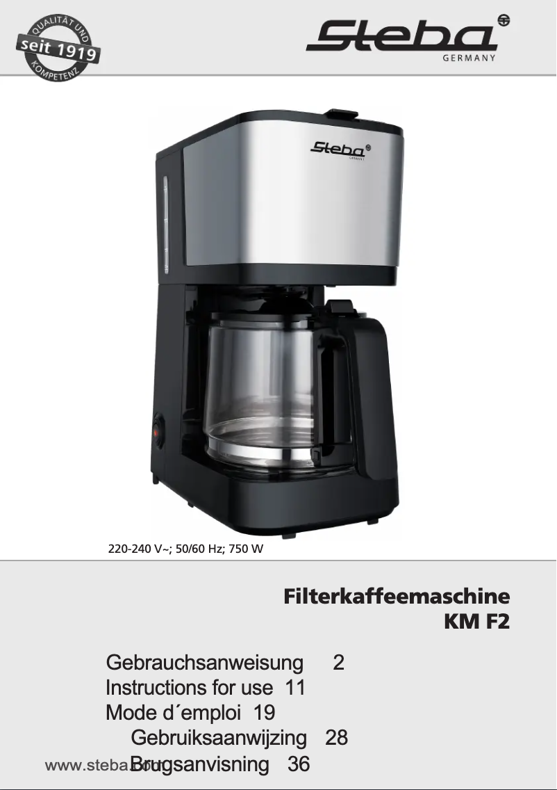Page 1 de la notice Manuel utilisateur Steba KM F2
