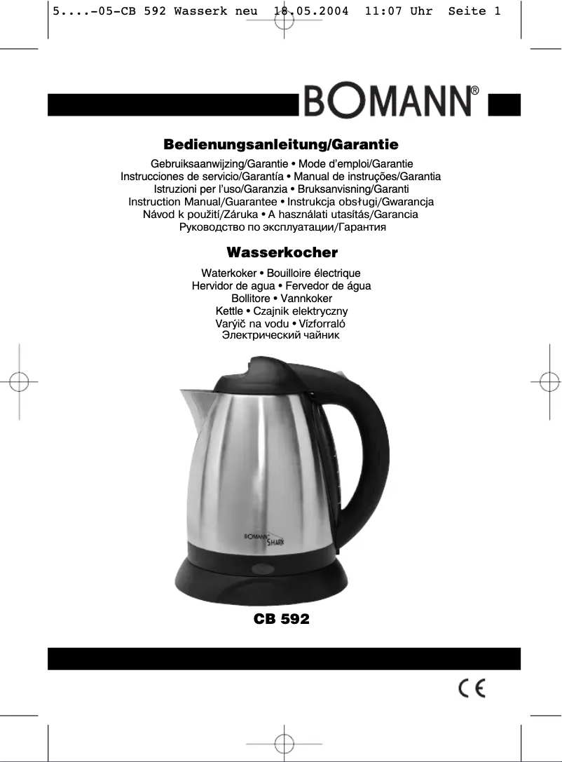 Page n°1 - Manuel utilisateur Bomann CB 592