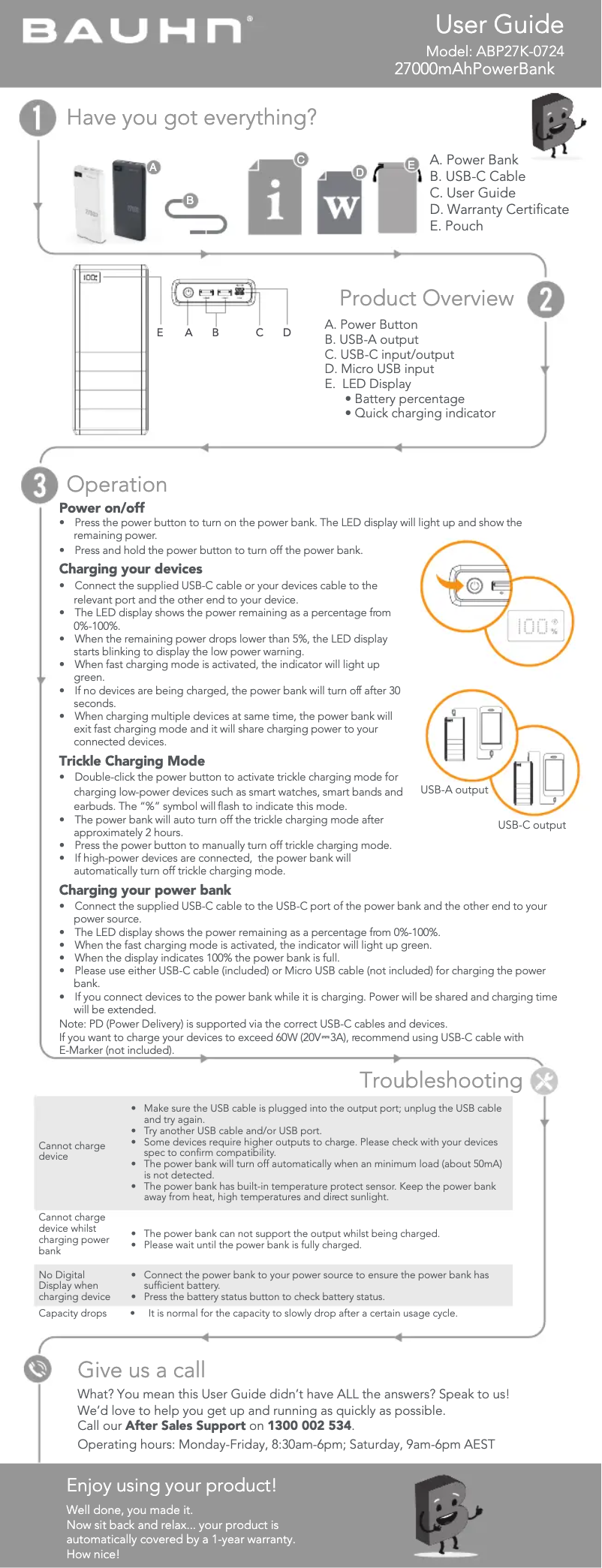 Page 1 de la notice Manuel utilisateur Bauhn ABP27K-0724