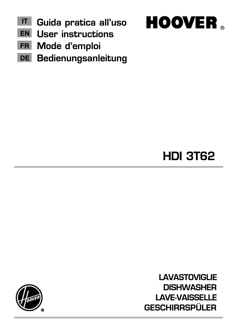 Page 1 of the manual User Manual Hoover DYNAMIC MEGA HDI 3T62