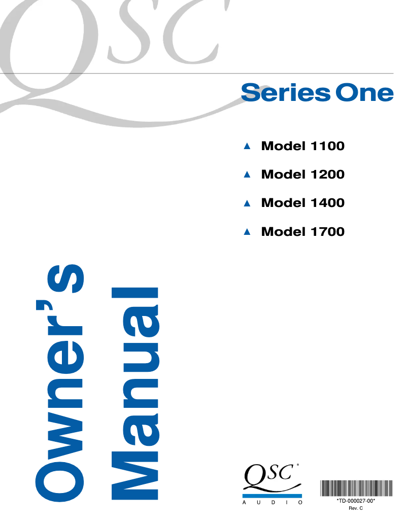 Page n°1 - Manuel utilisateur QSC 1400