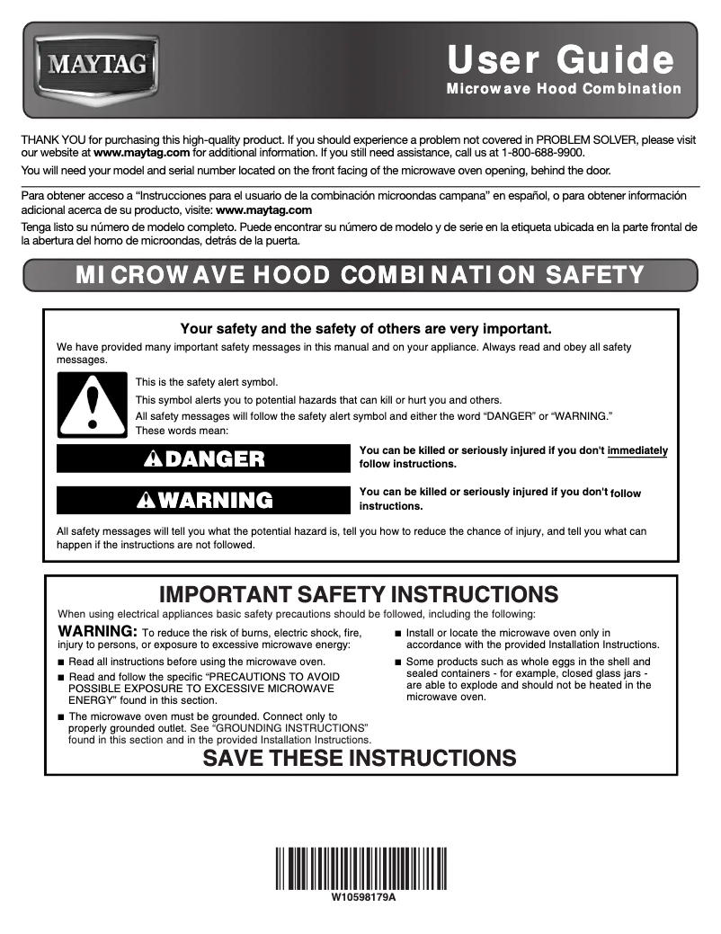 Page 1 de la notice Manuel utilisateur Maytag MMV5219DS