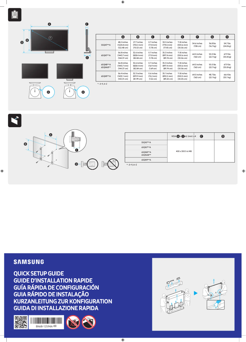 Image de la première page du manuel de l'appareil KQ65QNA800F