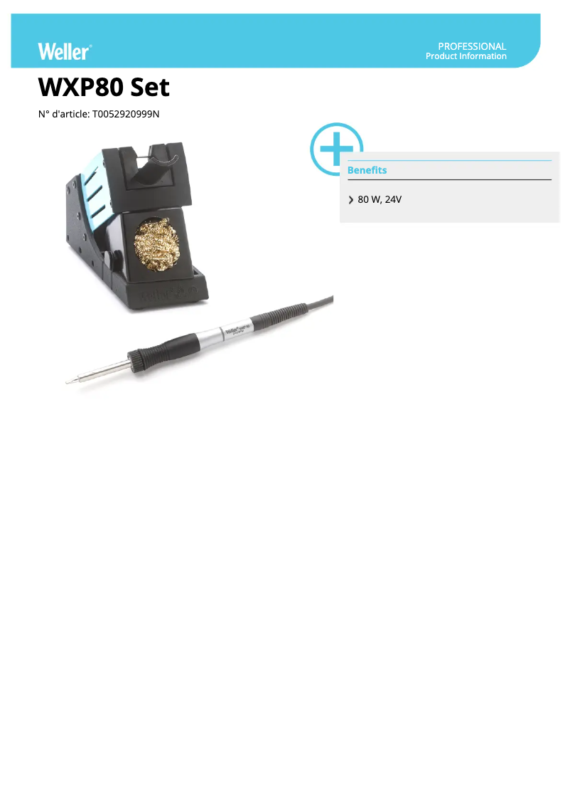 Page n°1 - Fiche technique Weller WXP 80