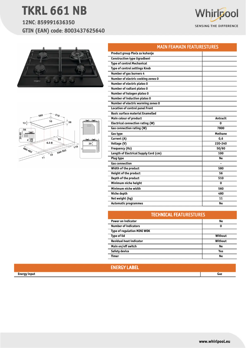 Image de la première page du manuel de l'appareil TKRL 661 NB