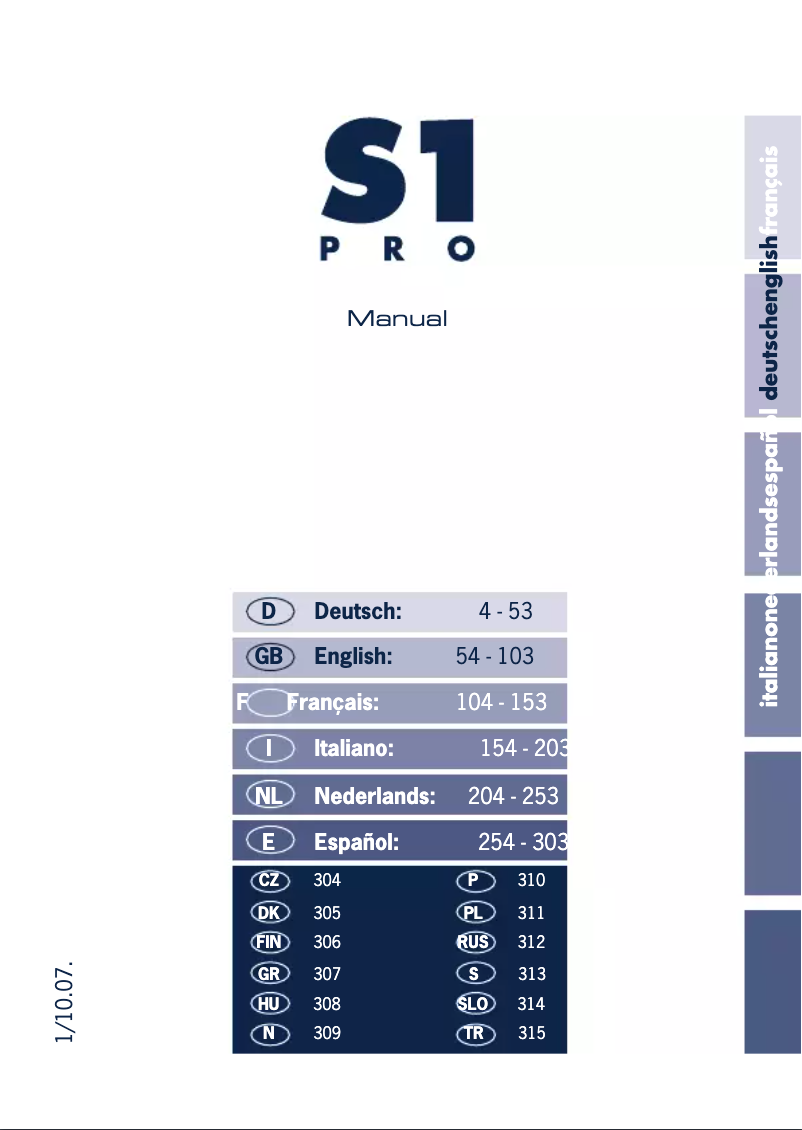 Image de la première page du manuel de l'appareil S1 Pro
