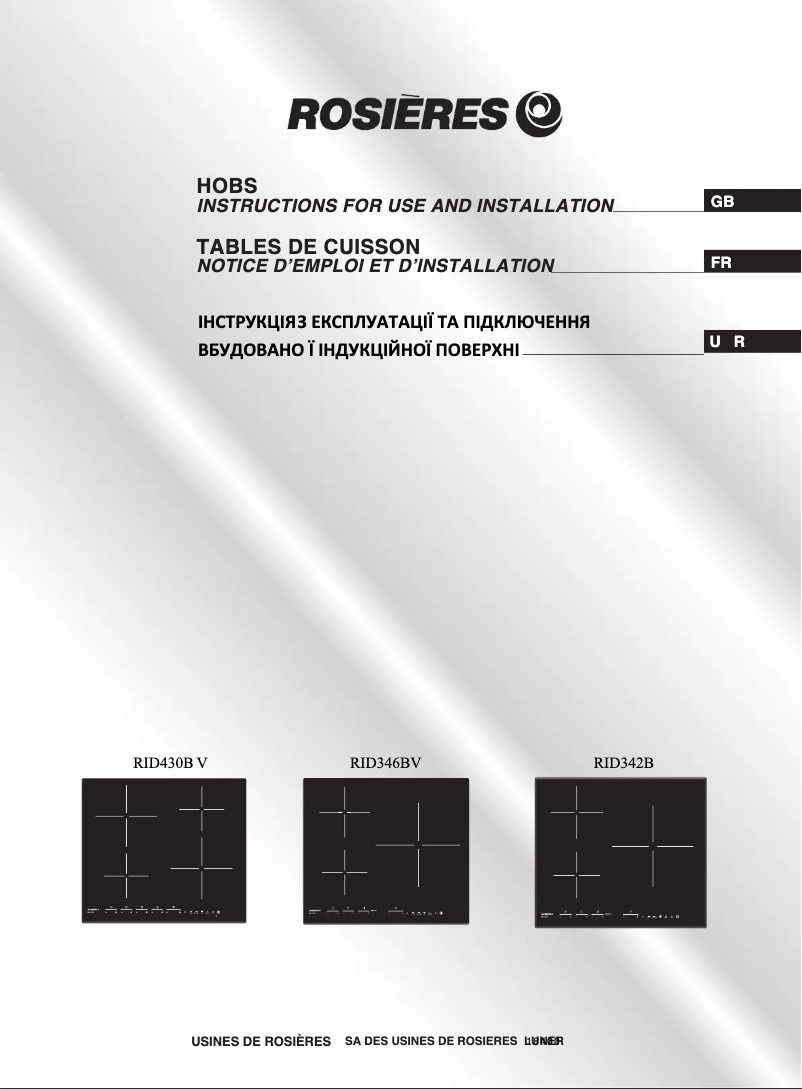 Page 1 de la notice Manuel utilisateur Rosieres RID 346 BV