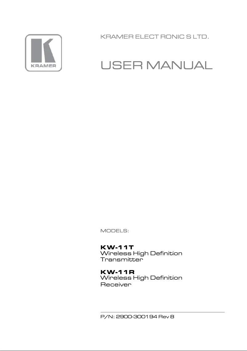 Page n°1 - Manuel utilisateur Kramer KW-11