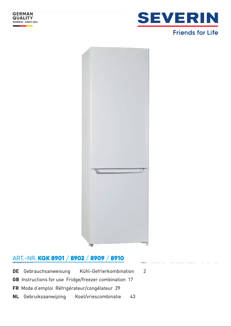 Page n°1 - Manuel utilisateur Severin KGK 8909