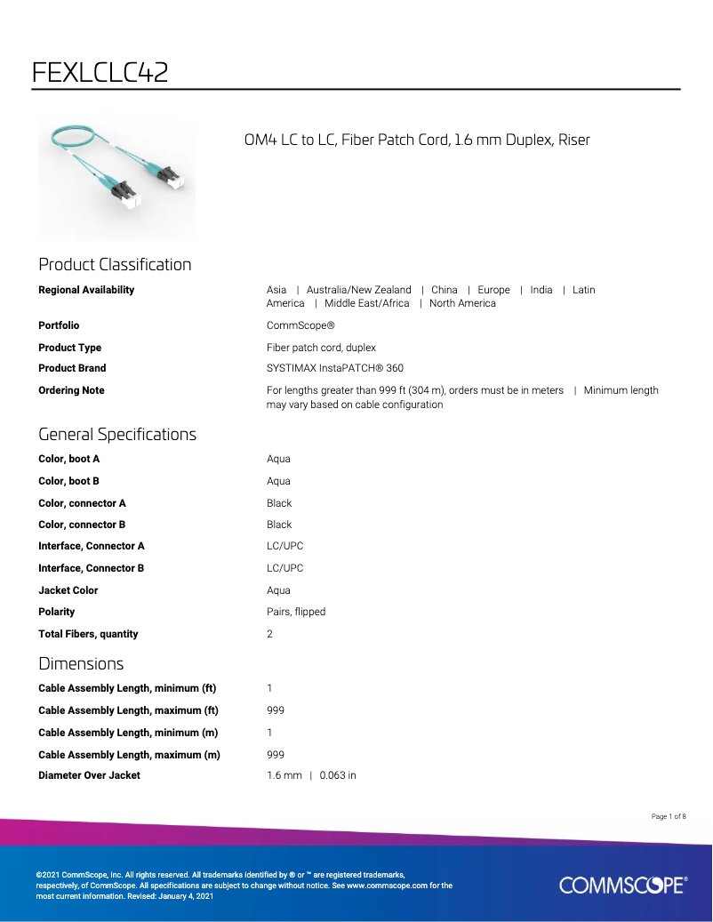 Page 1 de la notice Manuel utilisateur CommScope FEXLCLC42