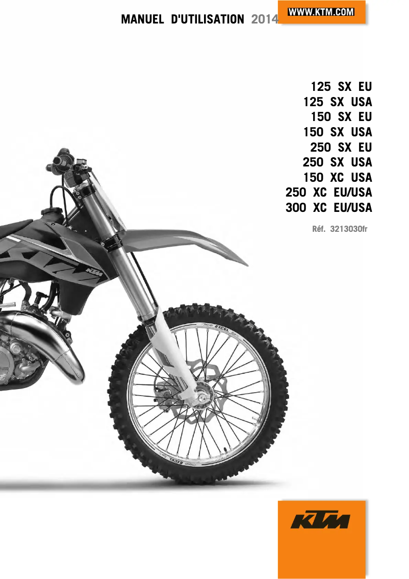 Page 1 de la notice Manuel utilisateur KTM 150 SX (2014)