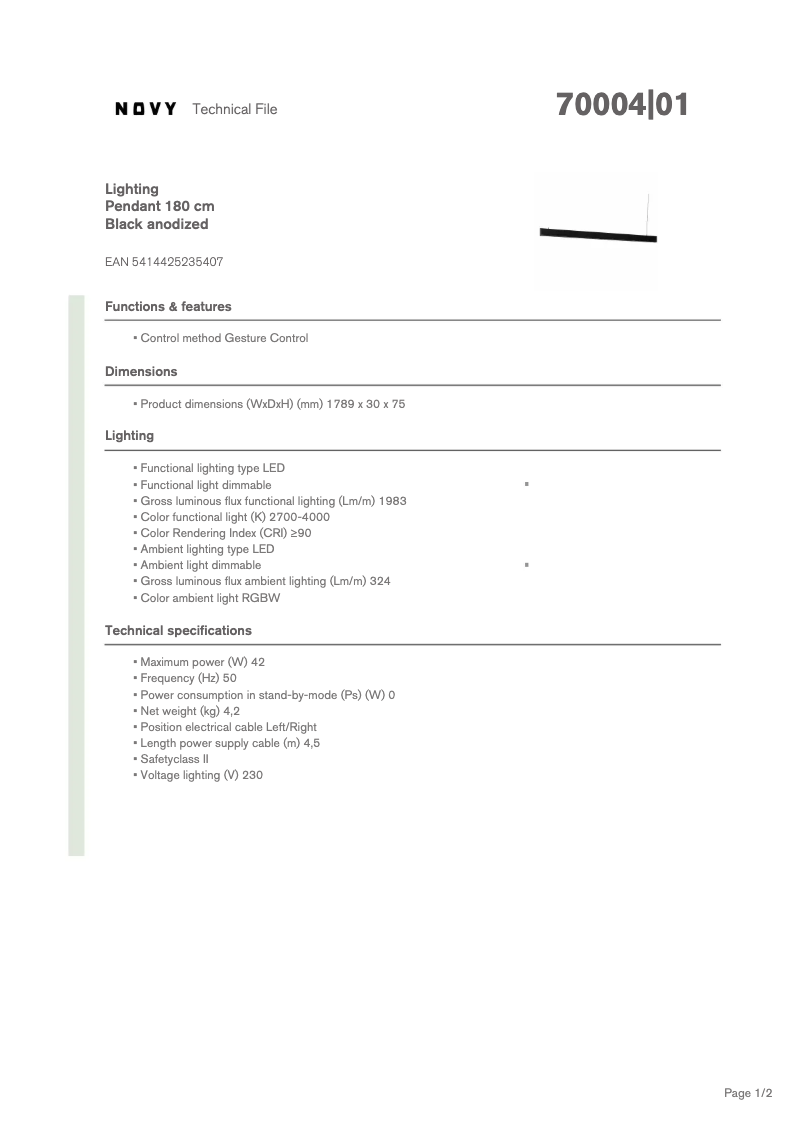 Image de la première page du manuel de l'appareil Pendant 70004